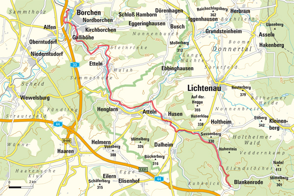 Kaart omgeving Husen / Lichtenau